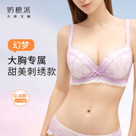 【买三免一】奶糖派大胸显大经典刺绣蕾丝幻梦内衣上托聚拢挺拔饱满甜美文胸女