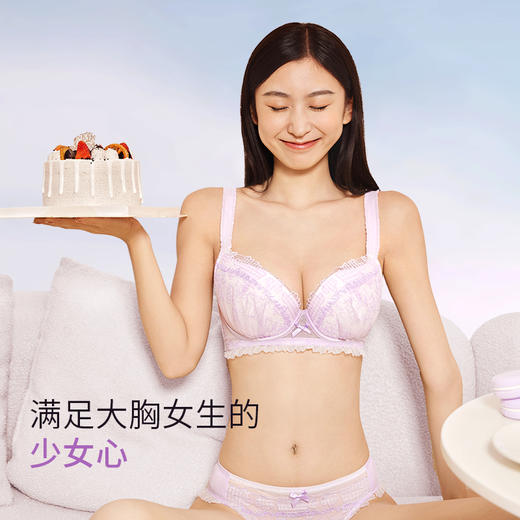 【买三免一】奶糖派大胸显大经典刺绣蕾丝幻梦内衣上托聚拢挺拔饱满甜美文胸女 商品图1