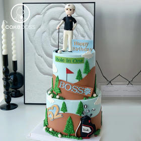 【私人订制】一杆定乾坤高尔夫水果奶油生日蛋糕