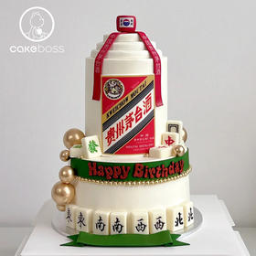 【私人订制】麻将配酒 越过越有 水果奶油蛋糕