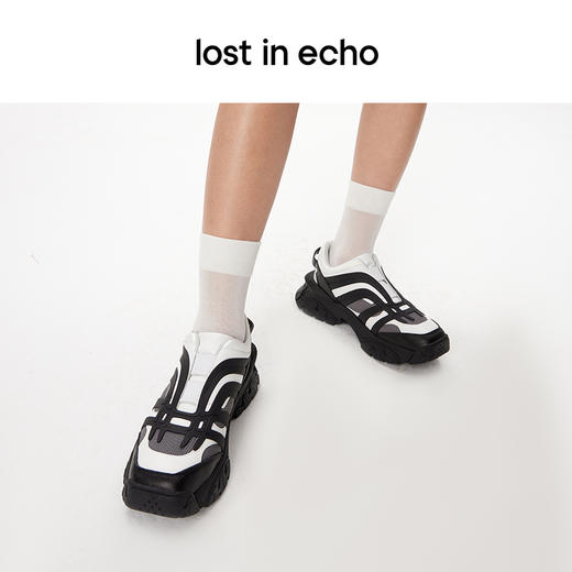 [福利价]lost in echo新品流线拼色厚底老爹鞋运动鞋翘头跑鞋网面休闲鞋女 商品图3