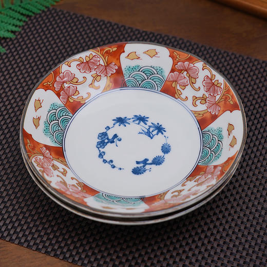 日本美浓烧宫廷风染锦松竹梅餐盘菜盘家用饭碗古伊万里染錦5入碗10.5*5.5cm 商品图6