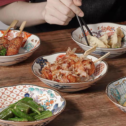 日本美浓烧宫廷风染锦松竹梅餐盘菜盘家用饭碗古伊万里染錦5入碗10.5*5.5cm 商品图10