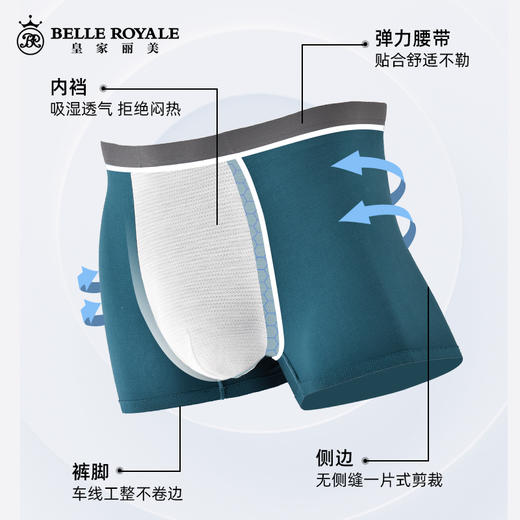 新款品质男士内裤男生简约纯色天然纤维四角裤高端无痕平角短裤头DKN1156 商品图1