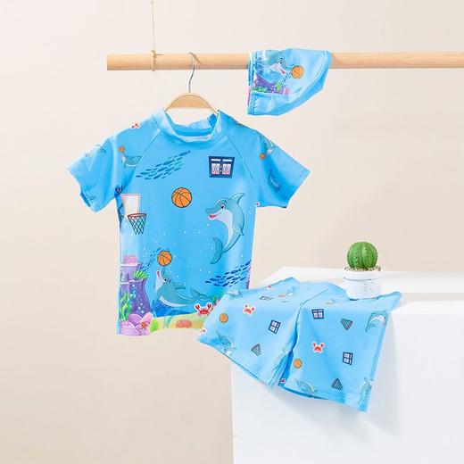 贝贝怡儿童泳衣男童新款分体泳装男孩游泳裤速干套装3件装潮222P2478 商品图2