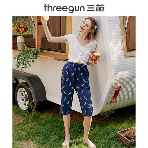 Threegun三枪 【舒肤棉】女士家居中裤睡裤-60802B911 商品图7
