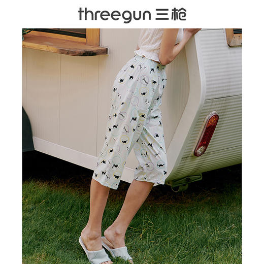 Threegun三枪 【舒肤棉】女士家居中裤睡裤-60802B911 商品图3