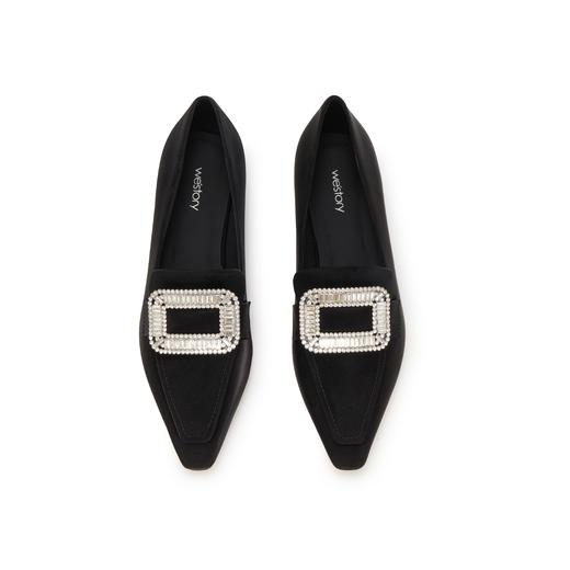 westory平跟金属色质感奶奶鞋尖头单鞋W23CM73011 商品图3