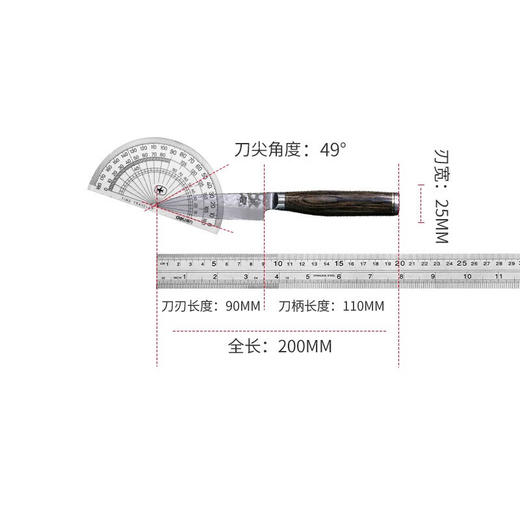 旬水果刀手工锤纹大马士革钢多功能刀刀具 TDM-0700 商品图5