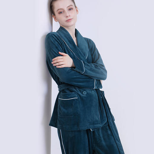 i-mummy海岛绒抗静电绒绑带款长袖加厚家居服套装 秋冬家居服 商品图6