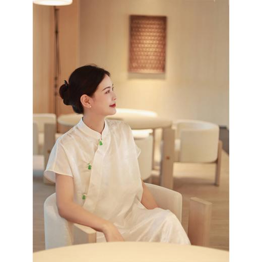 【抖音专属】改良旗袍连衣裙（23707306-皎白D577） 商品图0