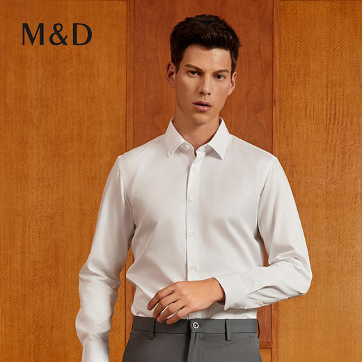 【名盾】男士DP免烫纯棉抗皱长袖衬衫秋季新品商务职业正装衬衣 商品图2