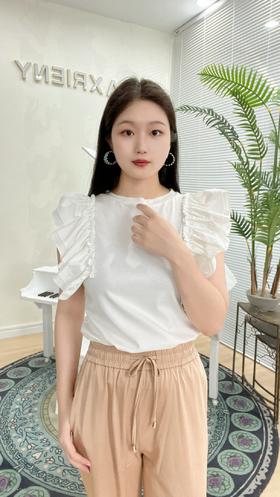 臣禾荷叶边无袖衬衣K212050806