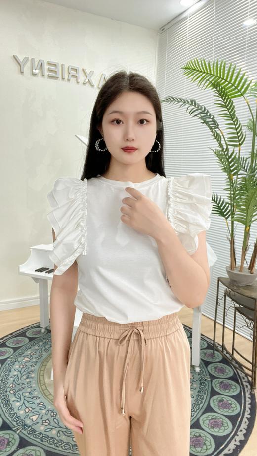 臣禾荷叶边无袖衬衣K212050806 商品图0