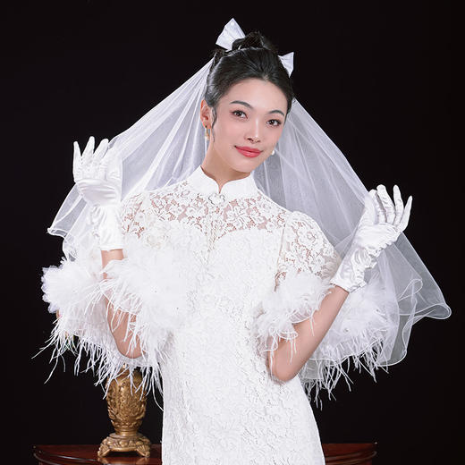 荷言HEYEN 楼台月 白色蕾丝设计感新娘旗袍高级定制 商品图0