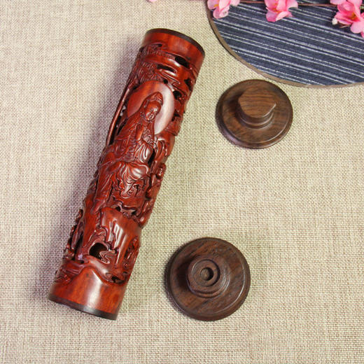 童子拜观音°大&小款酸枝香筒 商品图5