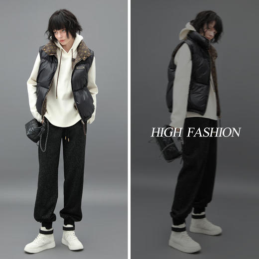 COCOBELLA温暖蓄热连帽卫衣女秋冬自发热休闲白色帽衫SE531 商品图1