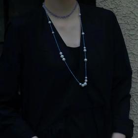 SpoiledBrat Jewelry蓝彩锆石珍珠长链
