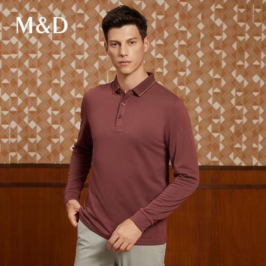 MD名盾桑蚕丝长袖Polo衫男士秋冬季打底休闲商务爸爸装翻领t恤衫 商品图2