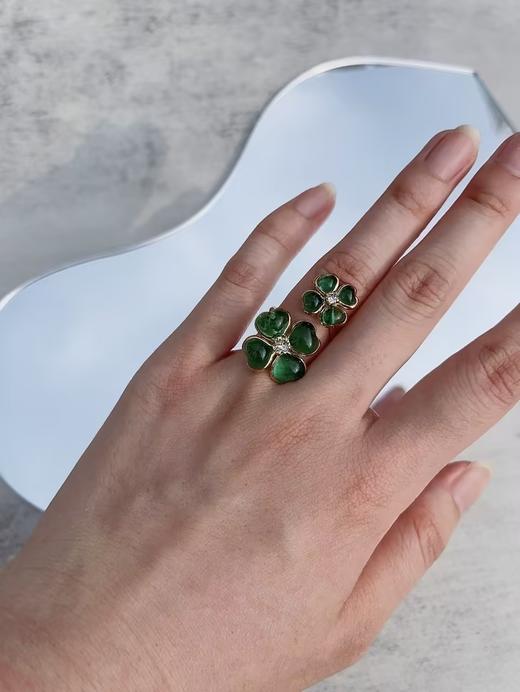 北京仓｜Gripoix Paris-Double Clover-草绿色 四叶草  琉璃 戒指［法国设计师］ 商品图2