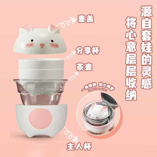 B-YL-4003 幸运兔粉白一壶三杯 商品图3