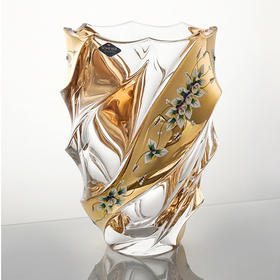 捷克BOHEMIA原装进口波西米亚surf描金珐琅果斗/花瓶31cm（仅1件，无货退款）