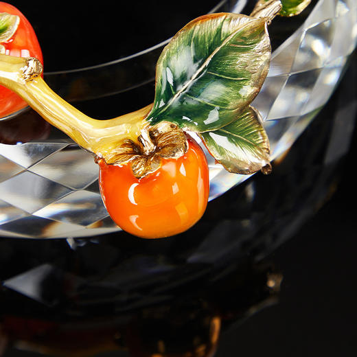 玻璃水晶烟灰缸家用客厅现代酒店会所创意装饰办公室轻奢灰杠 珐琅彩事事如意烟灰缸 商品图3