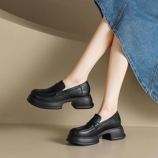 ZHR乐福鞋女2023新款韩版百搭一脚蹬厚底日系小皮鞋子jk单鞋 商品图1