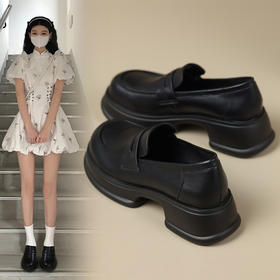 ZHR乐福鞋女2023新款韩版百搭一脚蹬厚底日系小皮鞋子jk单鞋