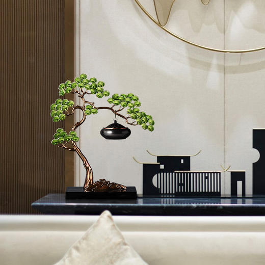 E-RX-RD5207迎客松香炉 （珐琅+铜香炉+大理石底座）礼盒装 商品图3