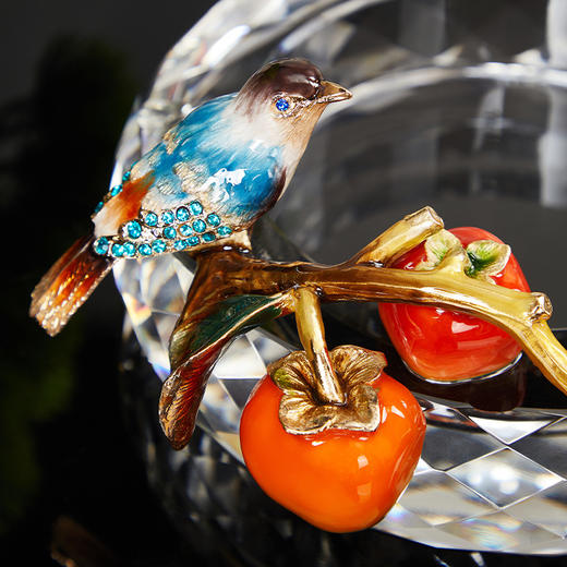 玻璃水晶烟灰缸家用客厅现代酒店会所创意装饰办公室轻奢灰杠 珐琅彩事事如意烟灰缸 商品图2