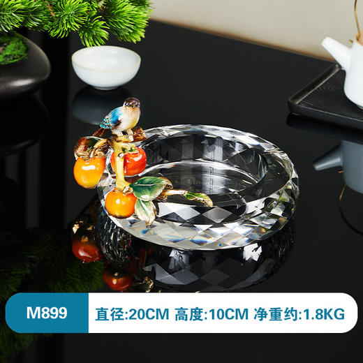 玻璃水晶烟灰缸家用客厅现代酒店会所创意装饰办公室轻奢灰杠 珐琅彩事事如意烟灰缸 商品图4