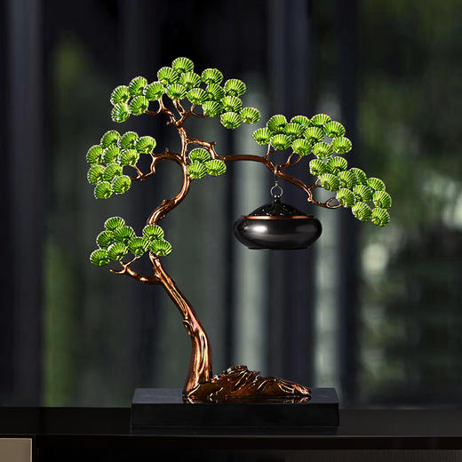 E-RX-RD5207迎客松香炉 （珐琅+铜香炉+大理石底座）礼盒装 商品图2