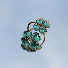 北京仓｜Gripoix Paris-Double Clover-草绿色 四叶草  琉璃 戒指［法国设计师］