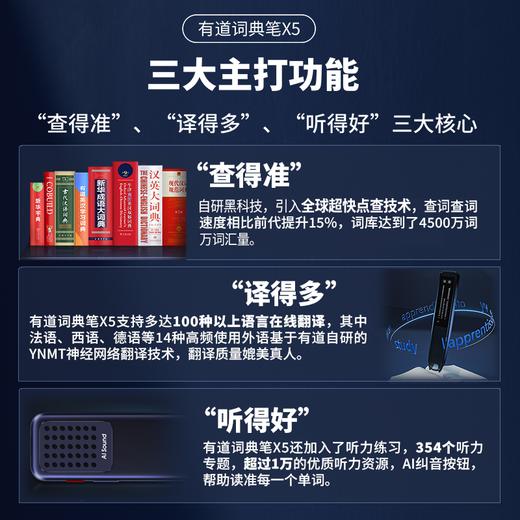 【服务商】春季特惠有道词典笔X5  5200W超大词库 100+小语种翻译 海量随身听资源 口语AI纠音 语法分析 英文写作批改（送保护膜+保护套） 商品图8