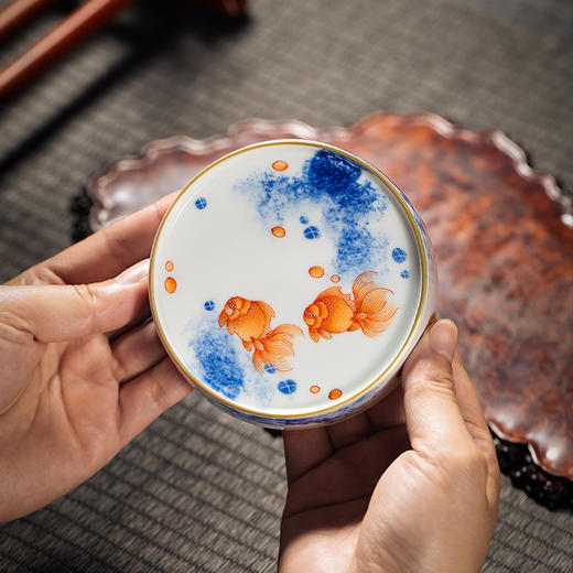 B-YY-1008 隐艺青花斗彩 金玉满堂 壶承 玉泥制 商品图4