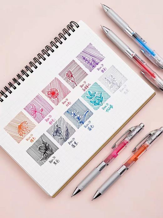 日本Pentel派通速干中性笔BLN75TL透明杆彩色水性笔0.5/0.7 商品图1