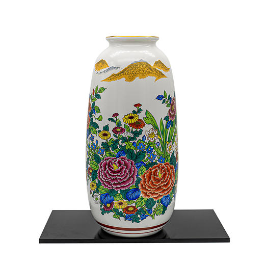 日本进口九谷烧彩绘陶瓷花瓶摆件花器插花器皿装饰品摆件天目金雉8号花瓶 商品图3