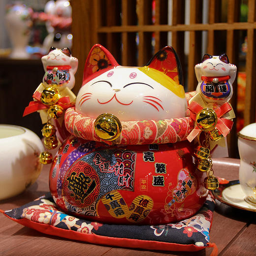 9寸大愿成就招财猫红猫存钱罐23*19*22开业礼送新婚送女士生日礼物 商品图2