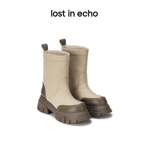 [福利价]lost in echo设计师品牌美拉德厚底增高显瘦宽筒靴子碎石底短靴女 商品图0