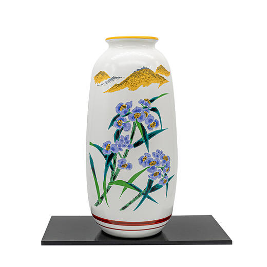 日本进口九谷烧彩绘陶瓷花瓶摆件花器插花器皿装饰品摆件天目金雉8号花瓶 商品图2