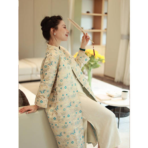 【抖音专属】中式衬衫连衣裙（宋锦-23807466弗肯红） 商品图1