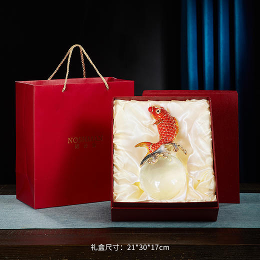 E-N-0407/0406 诺诗曼 鸿运锦鲤水晶球 珐琅摆件 鸿运锦鲤珐琅彩鱼水晶球摆件招财客厅电视柜 商品图3