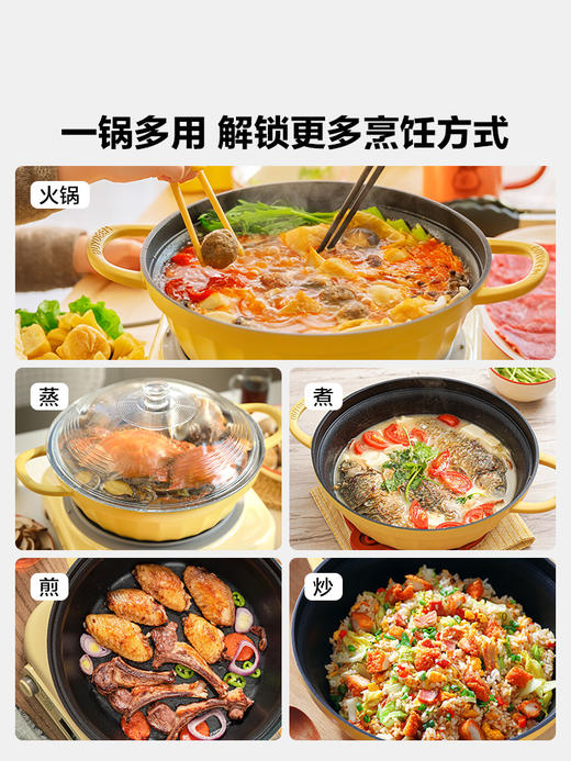 【专柜-北鼎】北鼎 CP181 28cm多功能不粘锅火锅电磁炉专用家用加厚大容量蒸煮煎涮干锅 商品图4