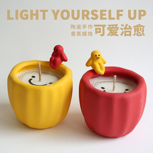 CHAO studio香薰蜡烛礼盒原创可爱治愈造型香氛送礼生日圣诞礼物时光 治愈小胖烛台 160g 商品图3