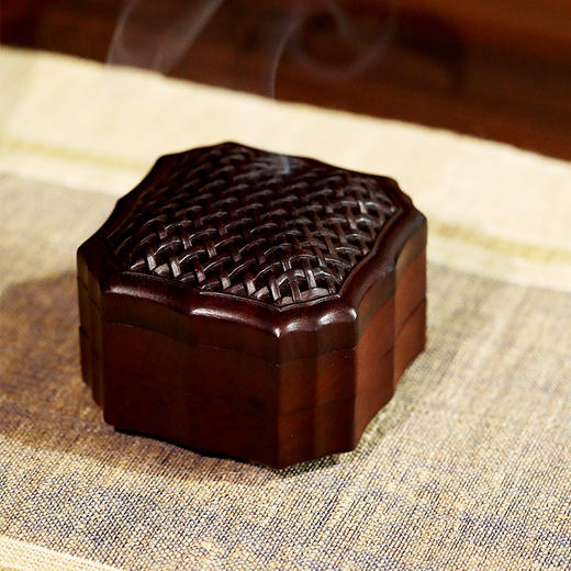 竹韵雅风编织纹-小° 紫光檀 单/双层香盒 商品图2