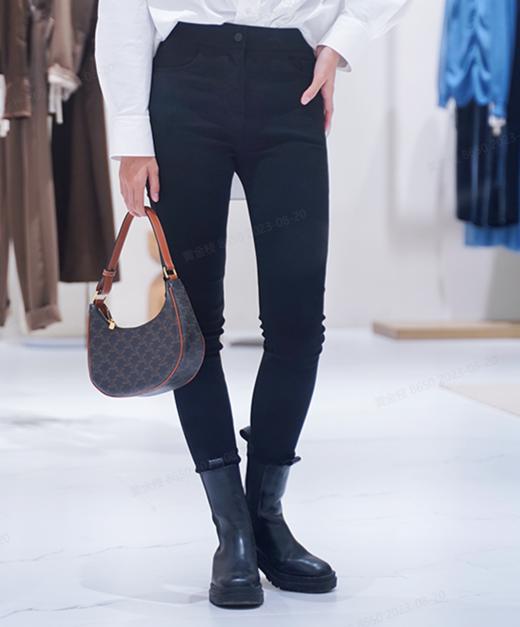 爆99！【女明星本命裤 】细长直玻尿酸润肤裤万能搭加绒弹力小黑裤高腰显瘦修身打底裤外穿H223060758 商品图4