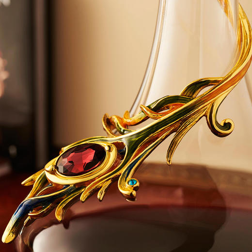 罗比罗丹创意孔雀红酒杯珐琅彩居家酒具套装高脚杯欧式葡萄酒杯吉祥孔雀珐琅红酒三件套 商品图4