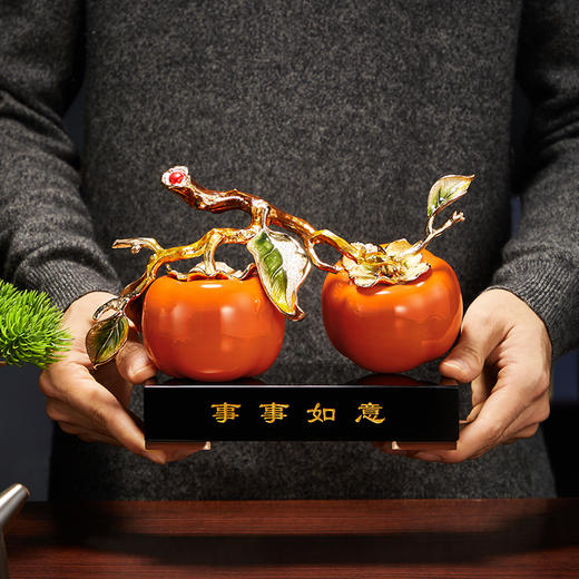诺诗曼好事成双珐琅摆件客厅书房办公室玄关新中式摆件乔迁贺礼 商品图1