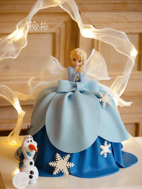 「冰雪奇缘·Elsa艾莎」翻糖公主裙·100%动物奶油（附图5寸加高·提前5天预订）